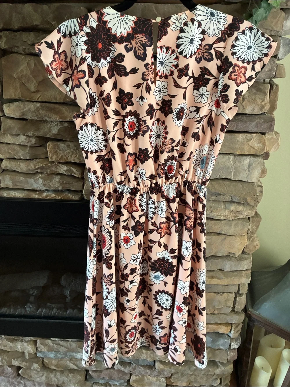 LOFT Petite Floral Fit & Flare Dress | Blush Pink | Flutter Sleeve | Size XSP